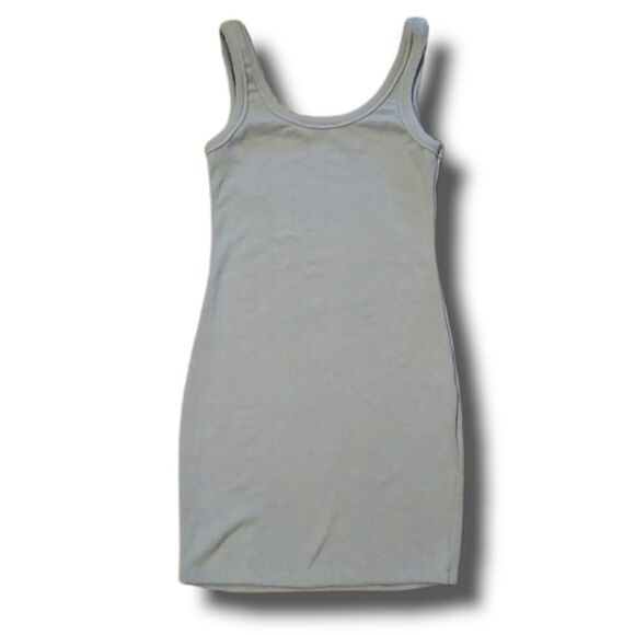 Blanc De Blanc Womens Ribbed V-Cut Grey Bodycon Dress Size Medium - Picture 2 of 5